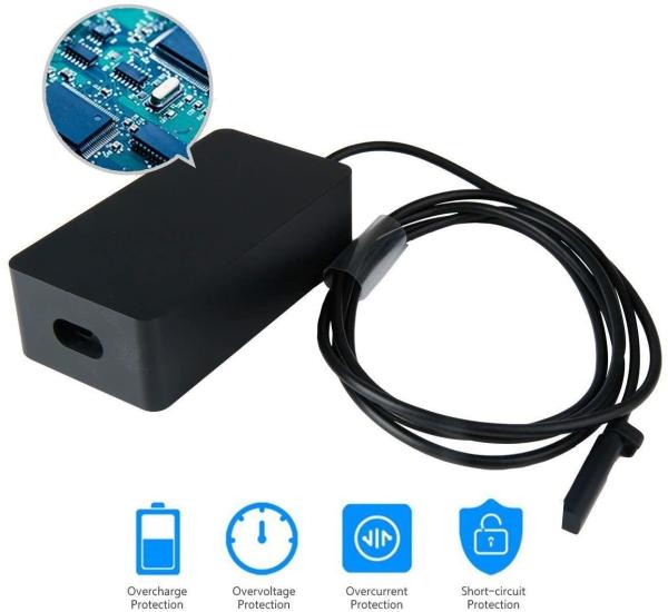 Black Microsoft Surface Power Charger 48W 12V 3.6A Surface Pro 2 Portable Charger