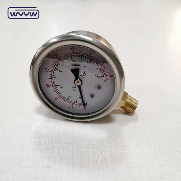 China manufacturer stainless steel 1/4bsp glycerin pressure gauge 16 bars