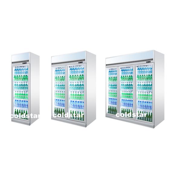 Convenience Store Upright Glass Door Beverage Display Cooler 3 Doors Refrigerator