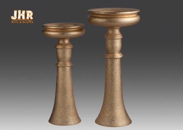 Decorative Frosted Gold Fiberglass Flower Bowls / Floor Vases With Pedestal