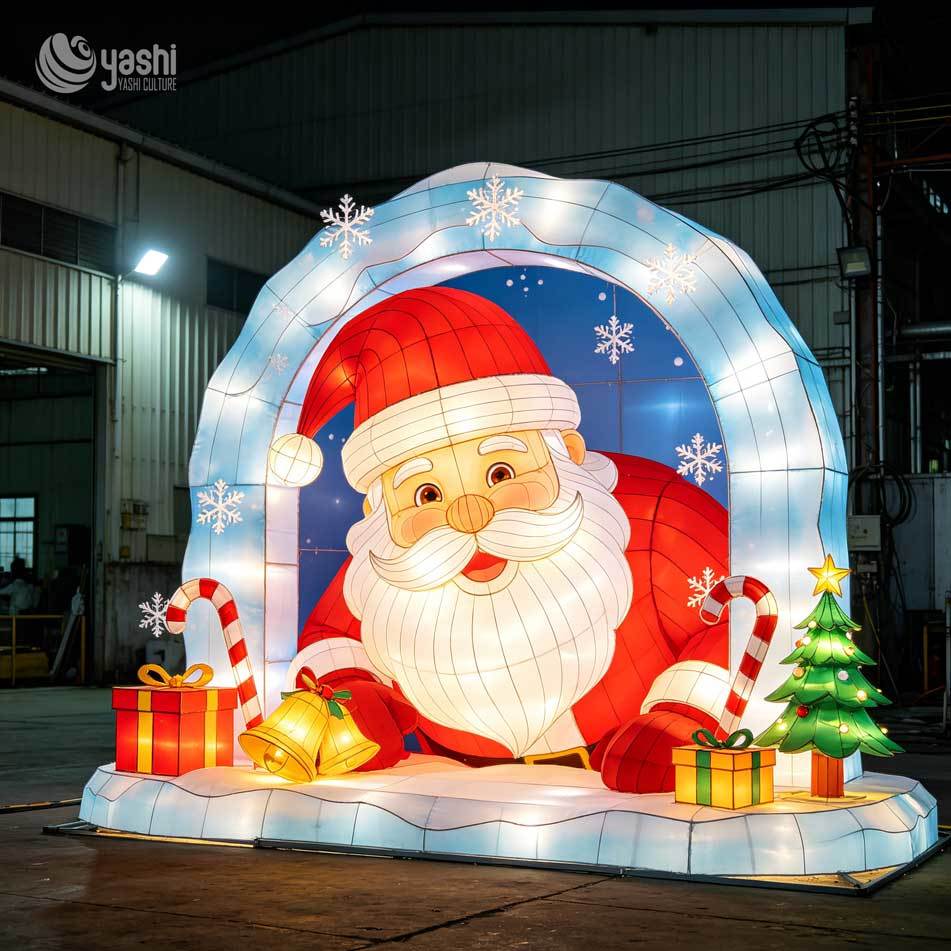 Custom Giant Santa Claus Arch Festival Lantern For Theme Parks Shopping Malls Amusement Parks Outdoor Christmas Decoration