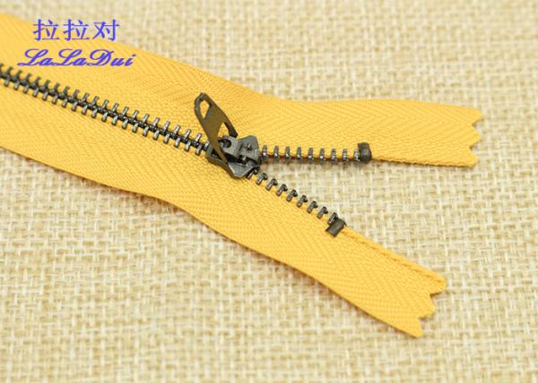Black Nickel Teeth Close End Jeans Metal Zipper Polyester Tape For Uniform / Shoes / Bags