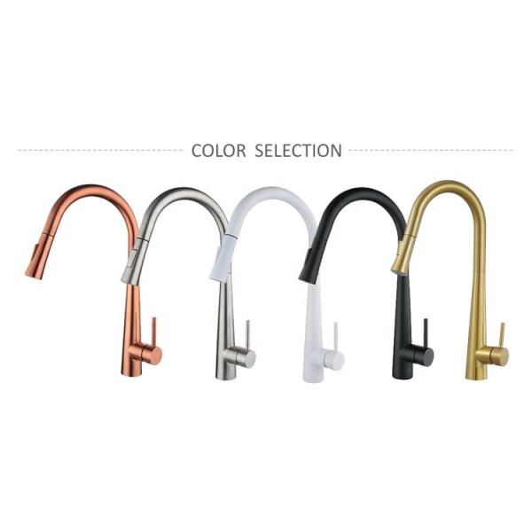 4 Hole Single Handle White Stainless Steel Pull Out Tap Kitchen Faucet  Mixer