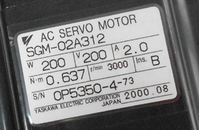 AC 200W 200V Industrial Servo Motor Yaskawa SGM-02A312 General Purpose