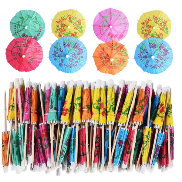 10cm Disposable Wooden Bamboo Bulk Toothpicks Cocktail Umbrella Picks 144Pack
