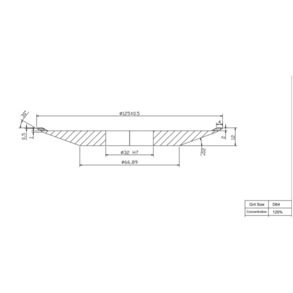 Diameter 125 mm 4V2 Resin Dish  Grinding Wheel For Carbide Saws Face Grinding