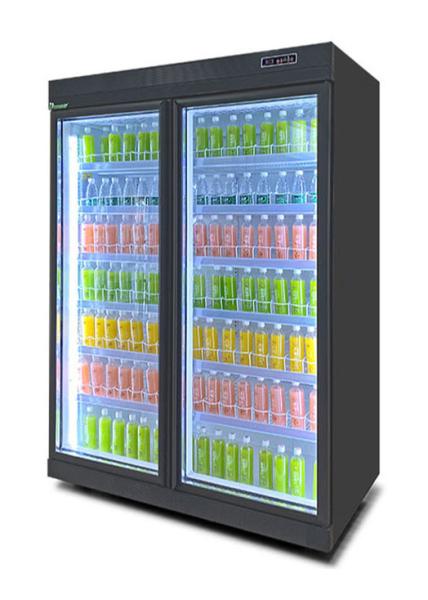 Tipo remoto do grande refrigerador de vidro vertical comercial da porta do supermercado