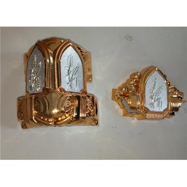 Brass Color  Plastc Material  Funeral Casket Corner with  Silver Wheat  Steel bar