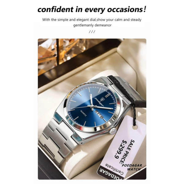 Waterproof Men's Business Quartz Watch with Luminous Hands | Stainless Steel Bracelet - SHX China Manufacturer