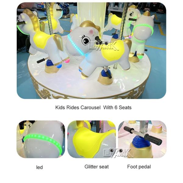 Kiddie Ride Angel Carousel 6 Seats Carousel Horses For Children'S Theme Park