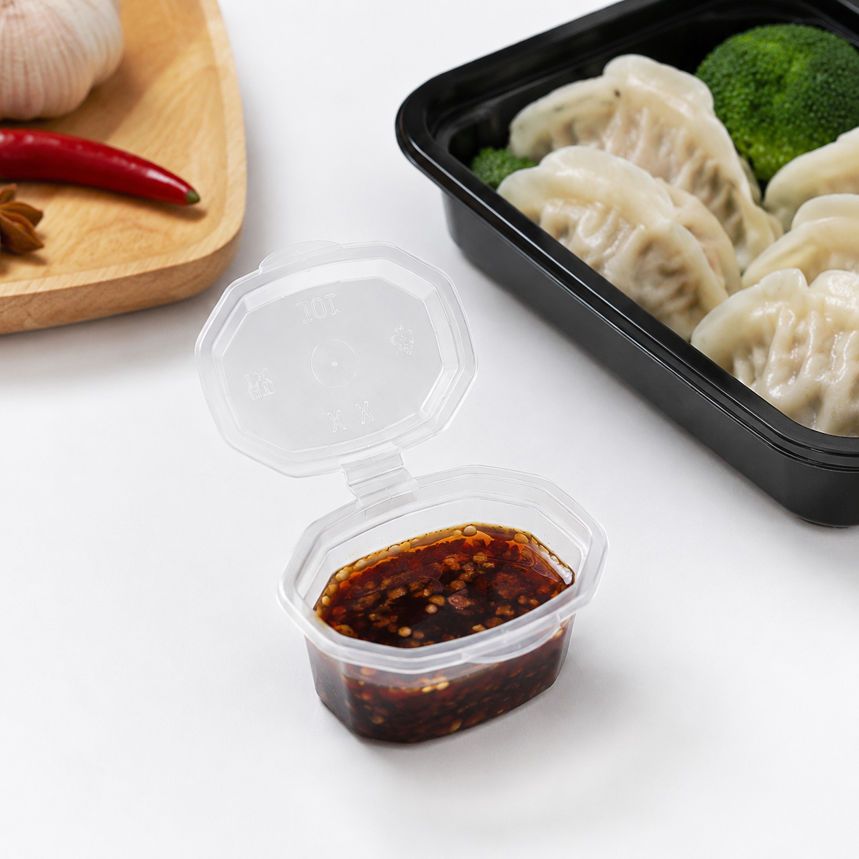25ml Clear PP Leak Resistant Disposable Sauce Container for Tastings Dressings