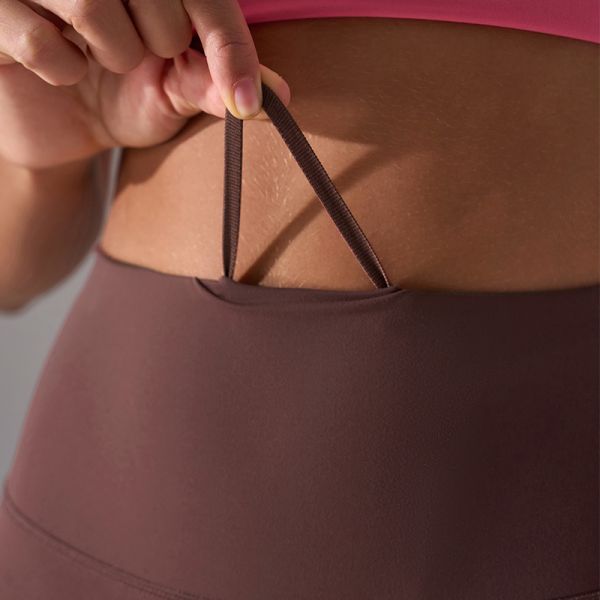 Lady's High Waisted Yoga Leggings Nylon Spandex Blend Tummy Control 7/8 Length