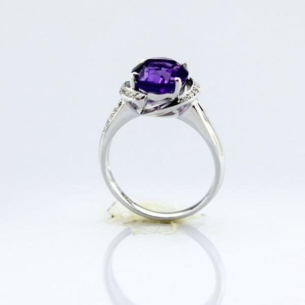 White Gold Plated 9mmX11mm Pink Cubic Zirconia Silver Ring(F45)