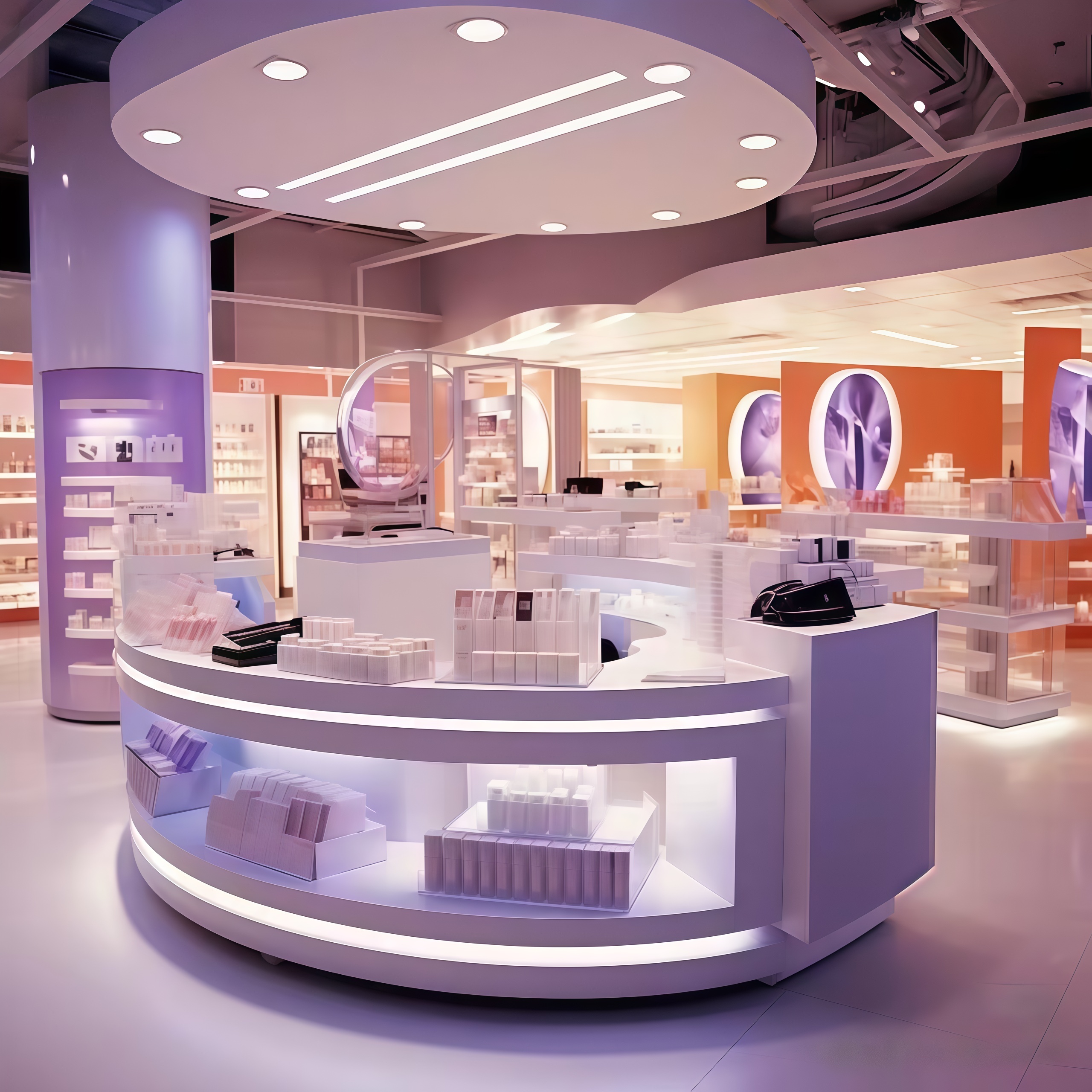 High Quality Eco-Friendly Heavy Duty Cosmetic Display Stand Makeup Store Display Cabinet LED Lighting for Retail Shop Decoration