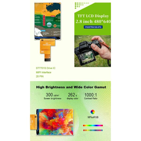 Polcd 2.8 Inch 480x640 Resolution IPS Glass LCM LCD Module MIPI Interface TFT Display