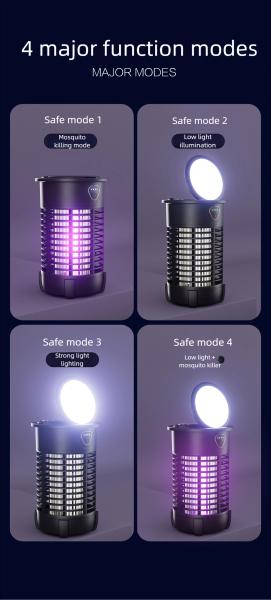 3-in-1 3000V Rechargeable Indoor Eco-Friendly Folding Suspensible 360-degree Al-round Mosquito Control Light Mosquito Killer