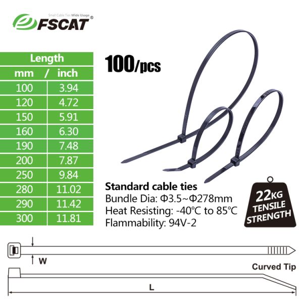 PA 66 Material Self Locking Cable Ties 300mm Length Coloured Cable Ties