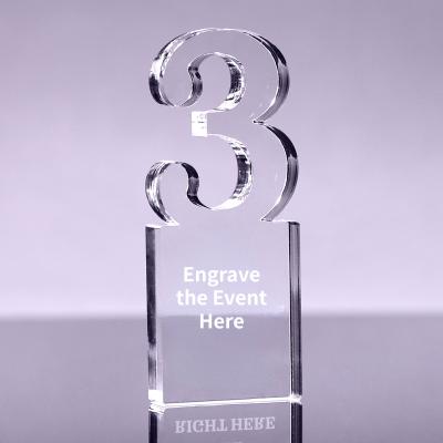 Custom Clear Number Acrylic Award Trophy Block for Company Anniversary Recognition
