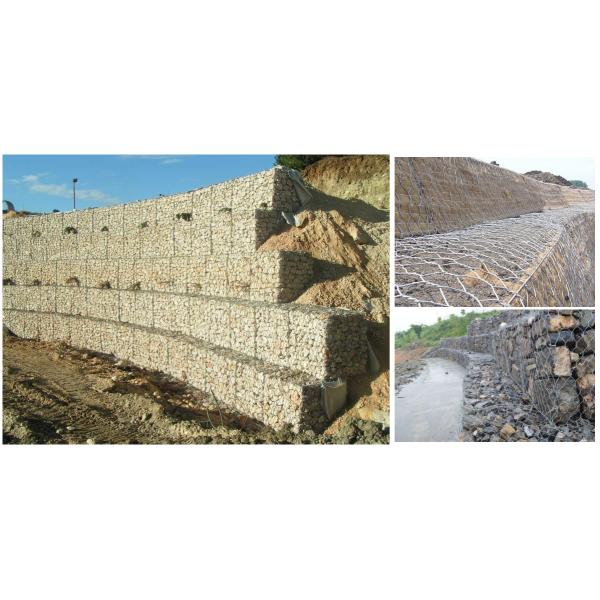 PVC Coated Gabion Baskets Gabion Wall Cages , Gabion Box For Bank Protection