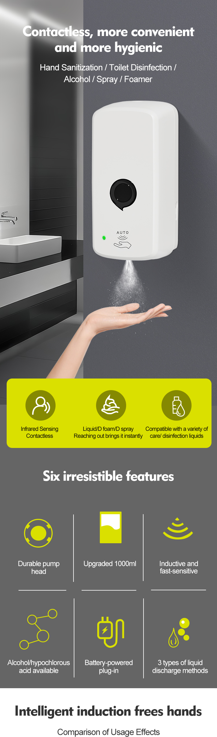 Modern Design Wall Mounted Foam Soap Dispenser with 3D Model Design for Convenient Bathroom Use