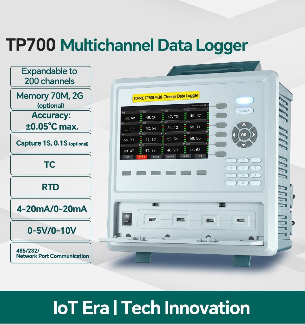 Multifunctional Paperless Recorder Data Acquisition 4-20mA Analog Input Sensor Thermocouple RS232 Intelligent Data Logger Temperature Tester