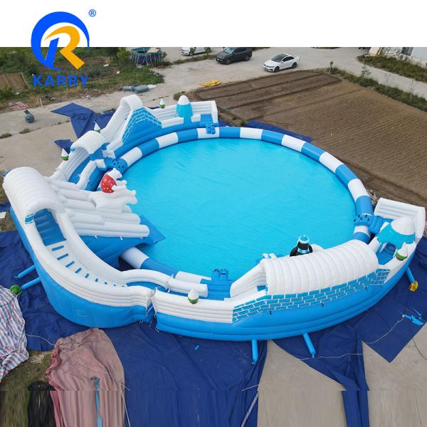 Indoor Custom Inflatable Mobile Water Park with Oversize Pool Funny Polar Bear Theme