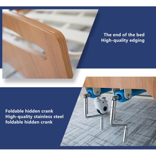 Adjustable Manual Hospital Bed Back Raising Hospital Style Beds Wooden Bed Head With Rails