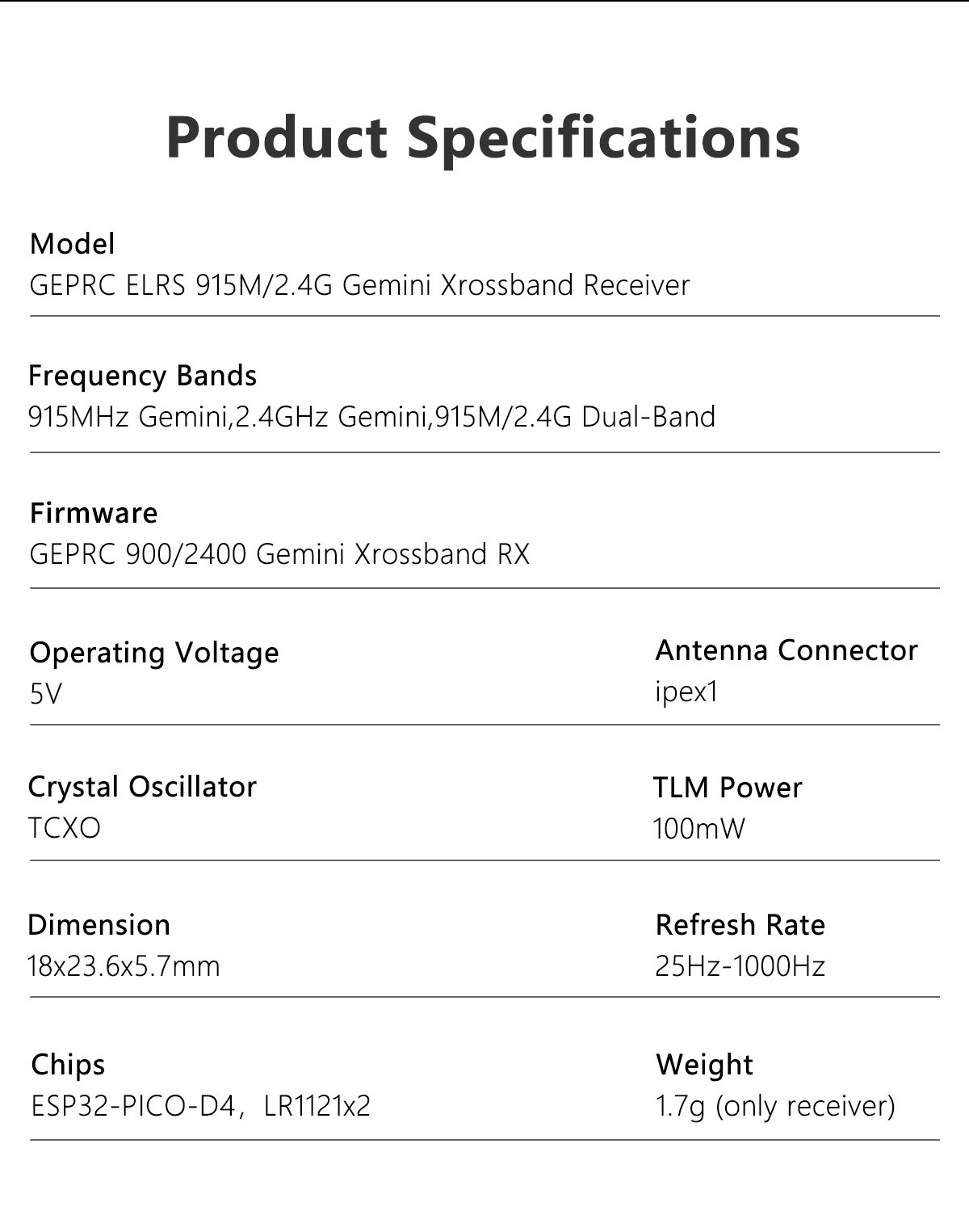 ELRS 915M/2.4G Gemini Xrossband Receiver Dual-Band Receiver Module 2.4GHZ 900MHZ RX Antanna for FPV Racing Drone Parts
