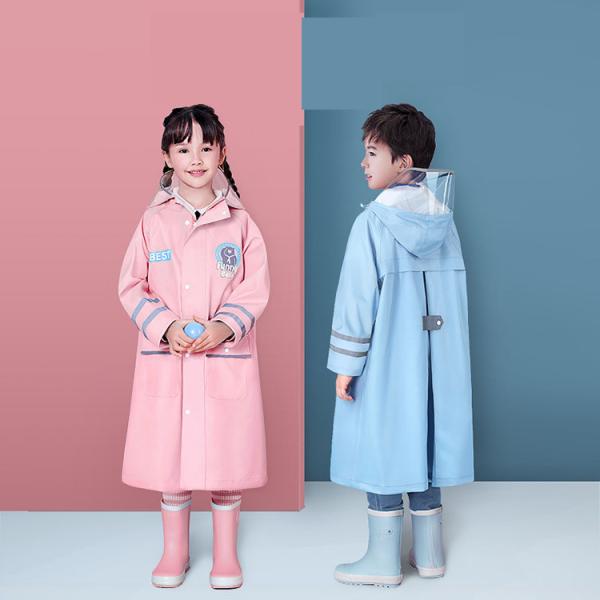 Outdoor Hiking Rain Gear Kids' Polyester Cartoon One-Piece Raincoat with Custom Logo