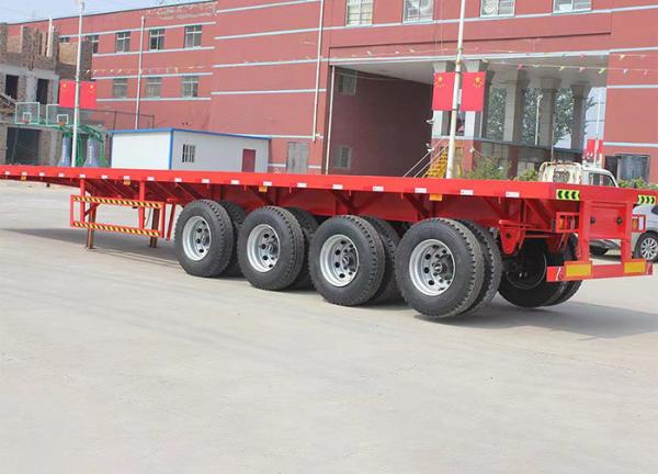 4 Axle Flatbed Container Transport Semi Trailer With Fuwa / BPW Axle And 16 Tire Number