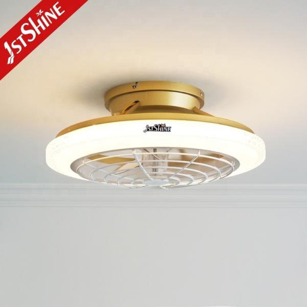 1stshine Ventilador de teto de ouro de baixo perfil de 20 polegadas com luz LED e interruptor de controle de parede