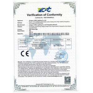Jiangsu A-wei Lighting Co., Ltd. Сертификации