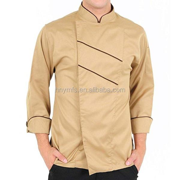 Long Sleeve Customized White Black Poly - Cotton Blend Modern Chef Coats