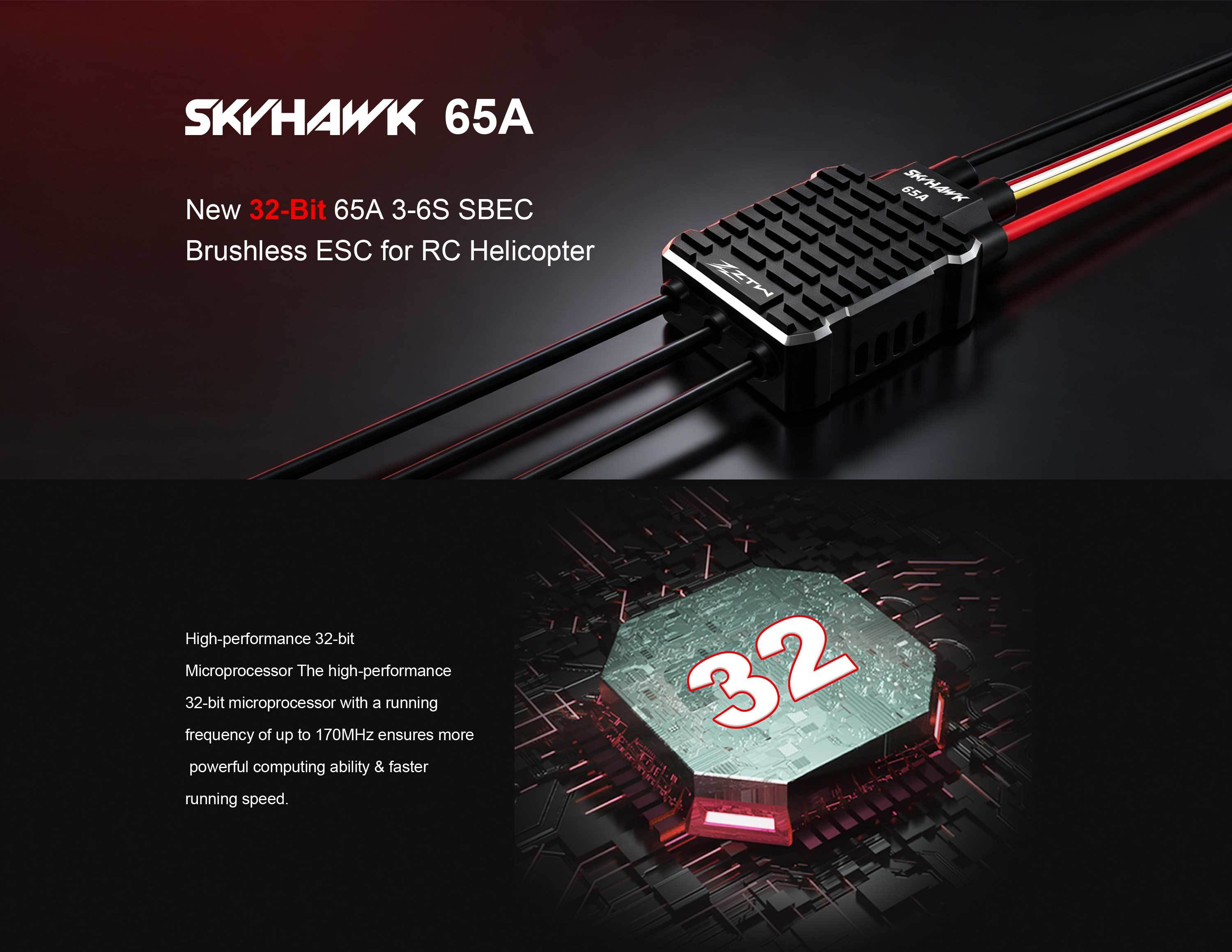 UAV ESC ZTW Skyhawk 65A 3-6S SBEC Brushless ESC Drone Propulsion System