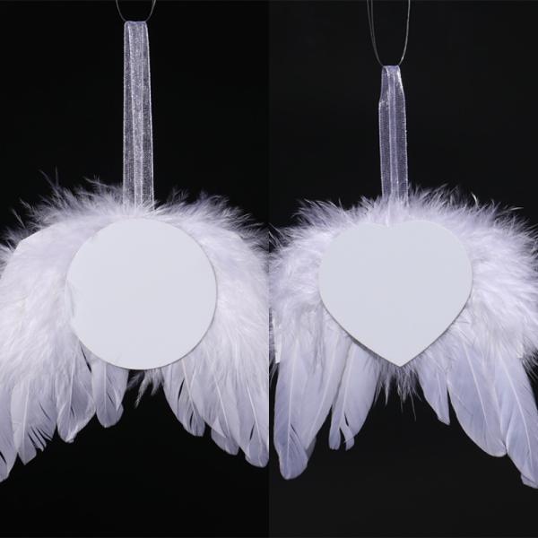 Sublimation Blanc Plume Ange Aile Pendentif DIY Cadeau Xmas Ornement de fête de mariage