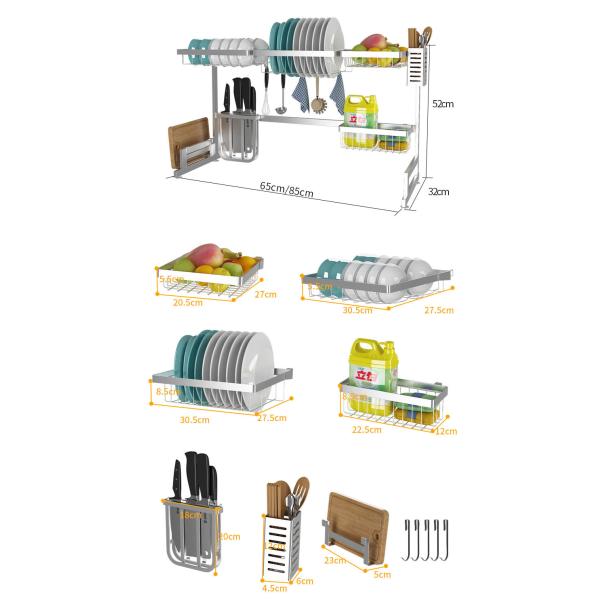 Polishing Sink Drying Rack 20 Inch Height , Rust Free Kitchen Dish Rack Over Sink