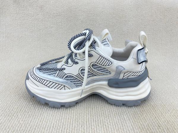 Women white fashion sneakers with mesh upper authentic leather and lacing