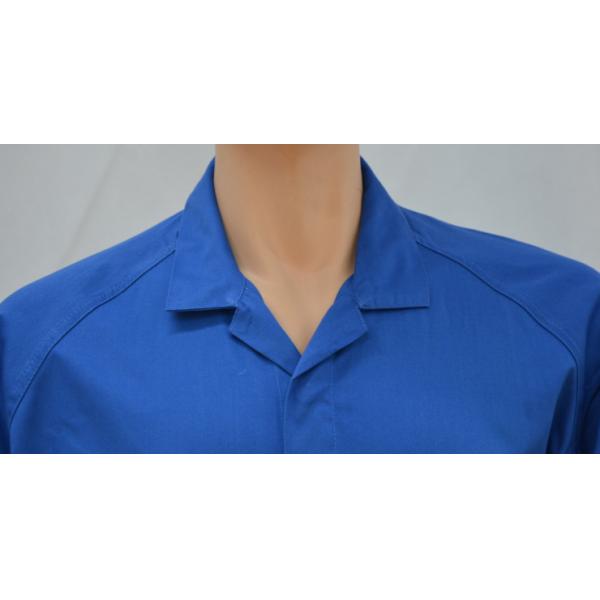 65% Polyester 35% Cotton Twill Mens Work Coveralls Mid Blue Raglan Sleeve