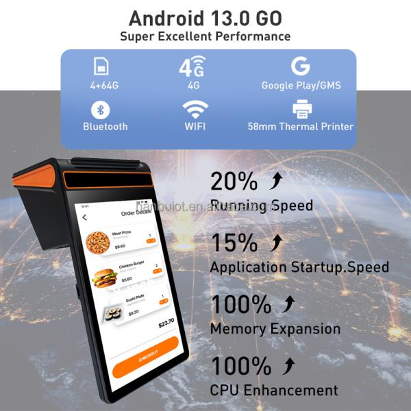 8 pulgadas Android POS Terminal con 3 GB de RAM 16 GB de flash