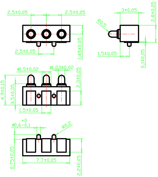 6Pin Germany Adapter Connector Magnetic spring loaded pin Usb Connector Magnetic spring loaded pin Cable Connector