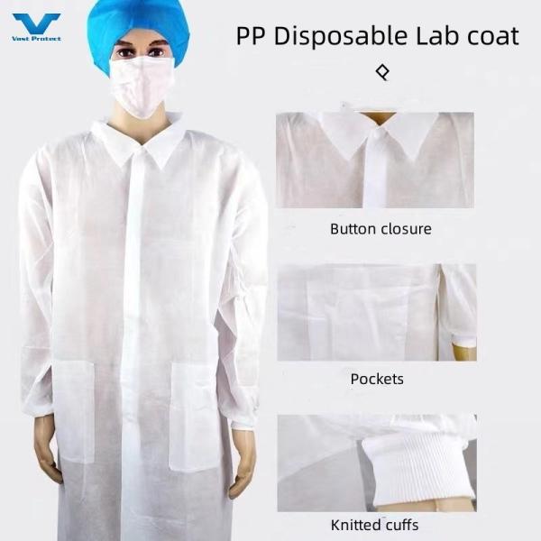 Nonwoven PP Microporous Lab Coat Dust Protective 20000PCS/Day Production