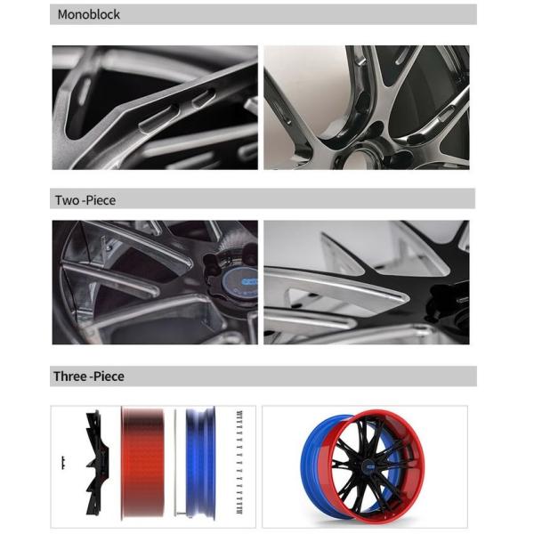 19 дюймов 3 выкованных частью автоматических оправы колес почистил красное щеткой