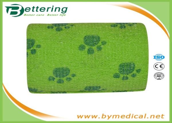 Flexible Stretch Bandage Wrap For Veterinary Pet / People With Dog Paw Printing