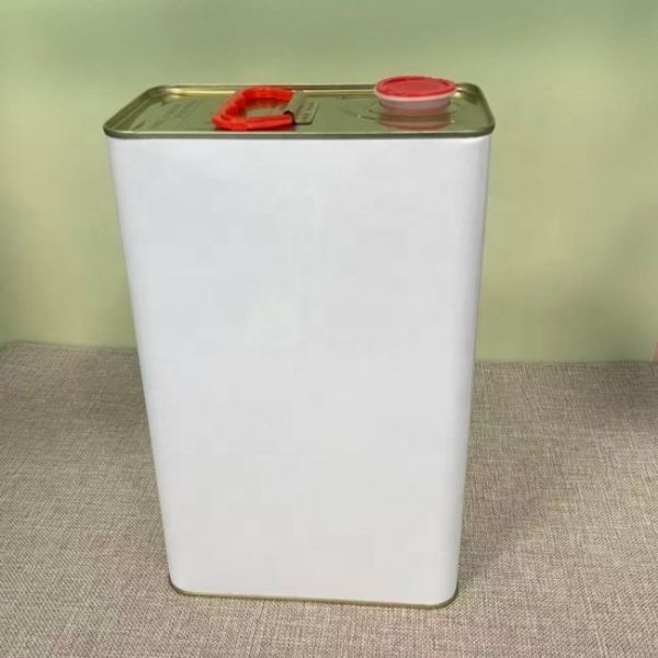 5L White Chiemial Tin Cans Rectangle Tin Square Metal Tinplate Cans With Screw Metal Cap