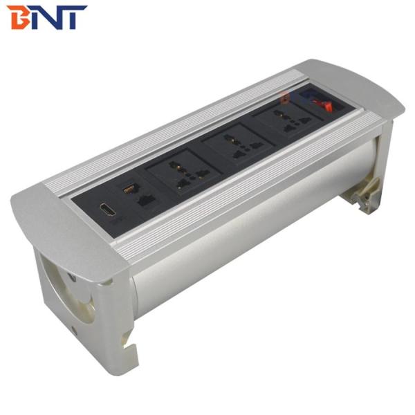 BNT hidden table mounted design desk flip up power socket with RJ45 network cable