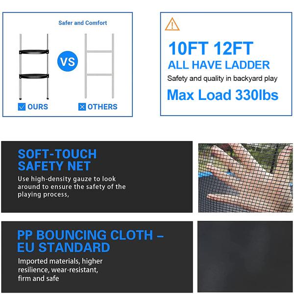 Experience the Joy of Bouncing with AJUNION 10ft Park Trampoline and Enclosure Net
