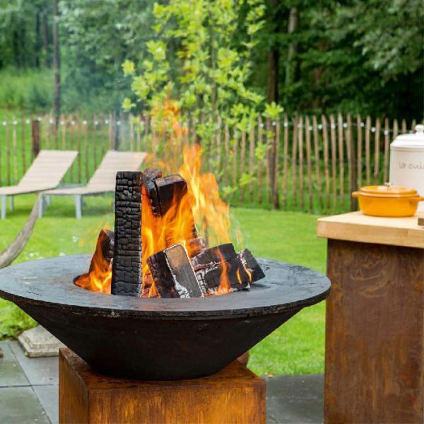 Cozinha exterior Grill de carvão / madeira de aço corten com captador de cinzas removível