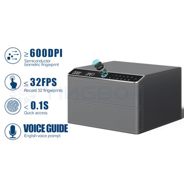 Safety Leather-Covered Jewelry Safe Box Auto Open Double Layers