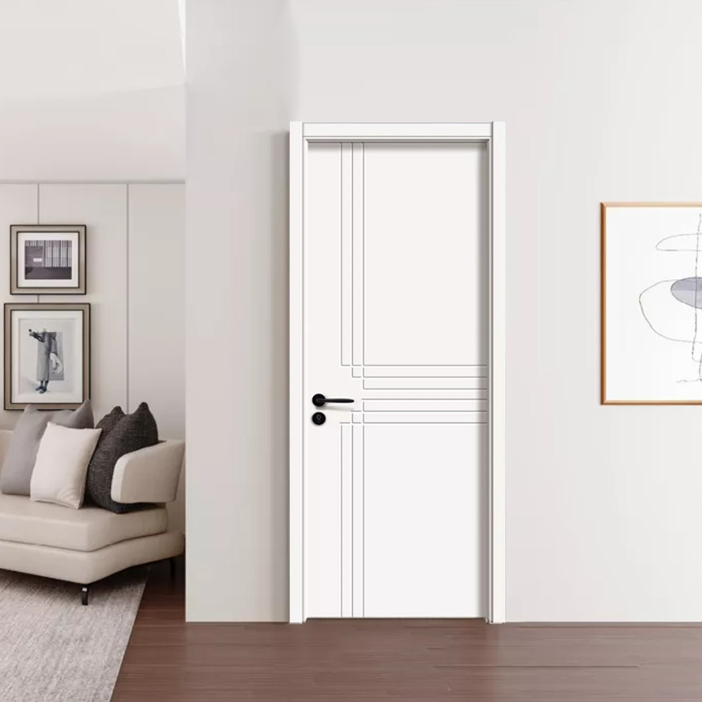 Solid Teak Wood MDF Laminated Panel Veneer Melamine Door Others Front Room Wooden Interior Doors House Design With Smart Lock
