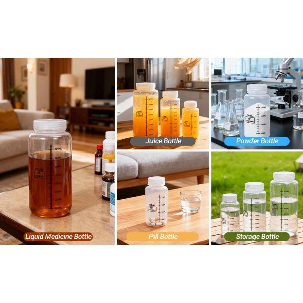 New Design Food Grade PP Clear Plastic Bottle With Scale Line Wide Neck Liquid Container for Chemical